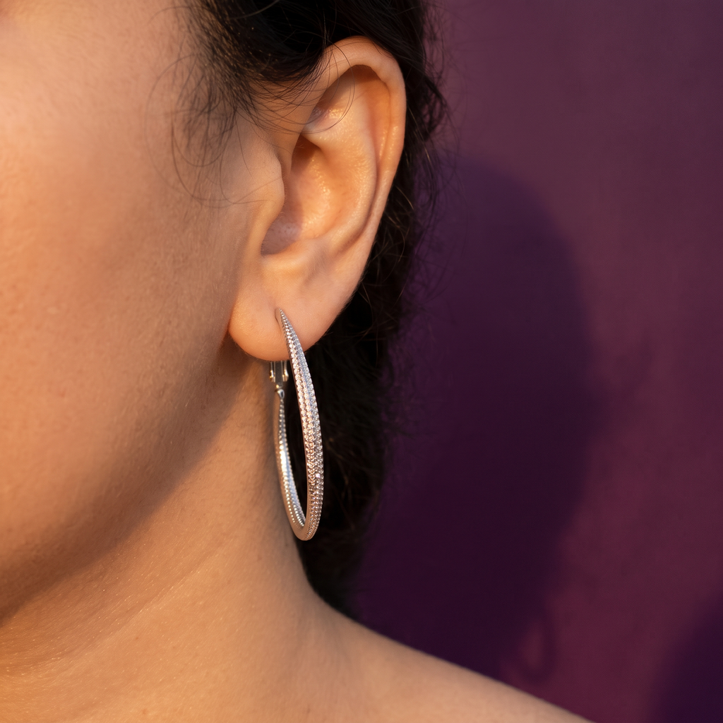 Silver Triple-Layer Slim Hoop Earrings | S.W.ANJ