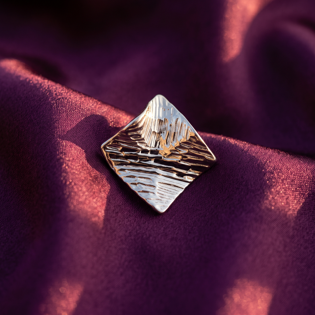 Silver Textured Diamond Shape Stud Earrings | S.W.ANJ