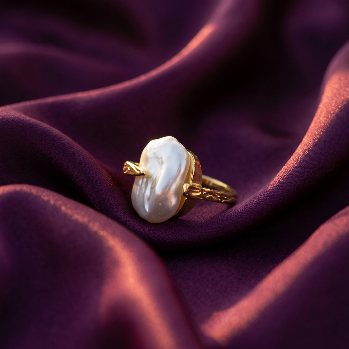 Gold Large Baroque Pearl Statement Ring | S.W.ANJ