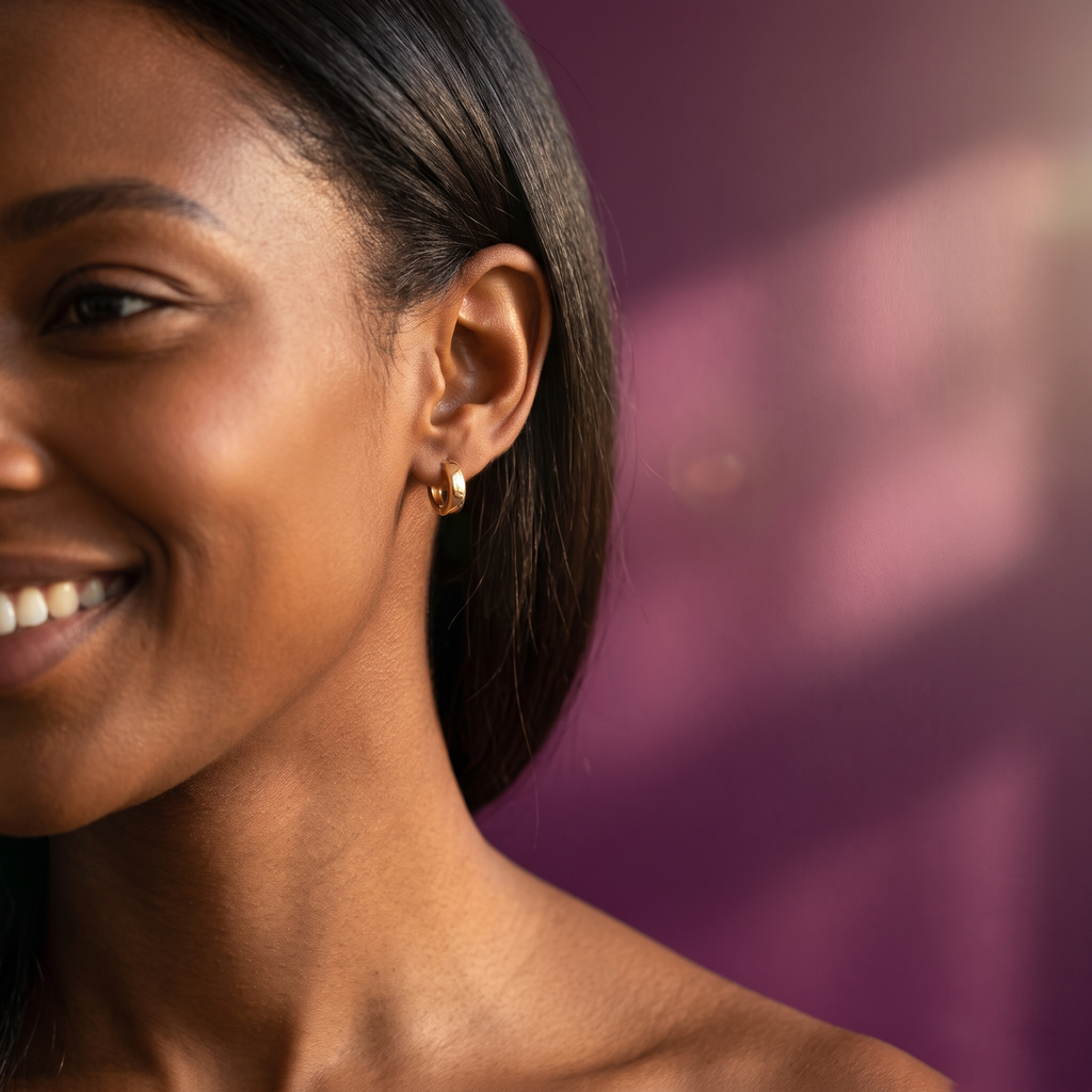 Gold-Tone Thick Polished Mini Huggie Hoop Earrings | S.W.ANJ