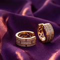 Gold-Tone Three-Row Crystal Wide Huggie Hoop Earrings | S.W.ANJ