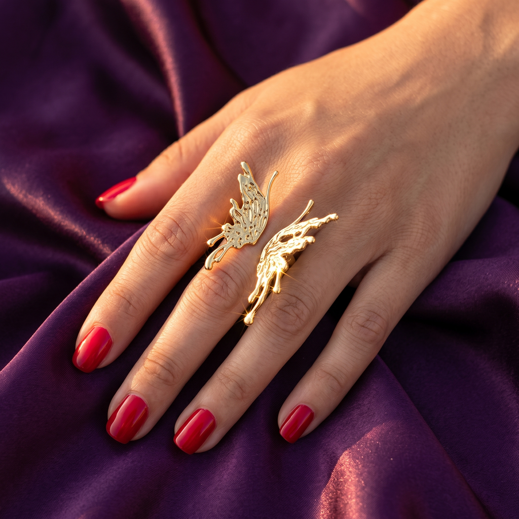 Gold Molten Butterfly Wing Open Ring | S.W.ANJ