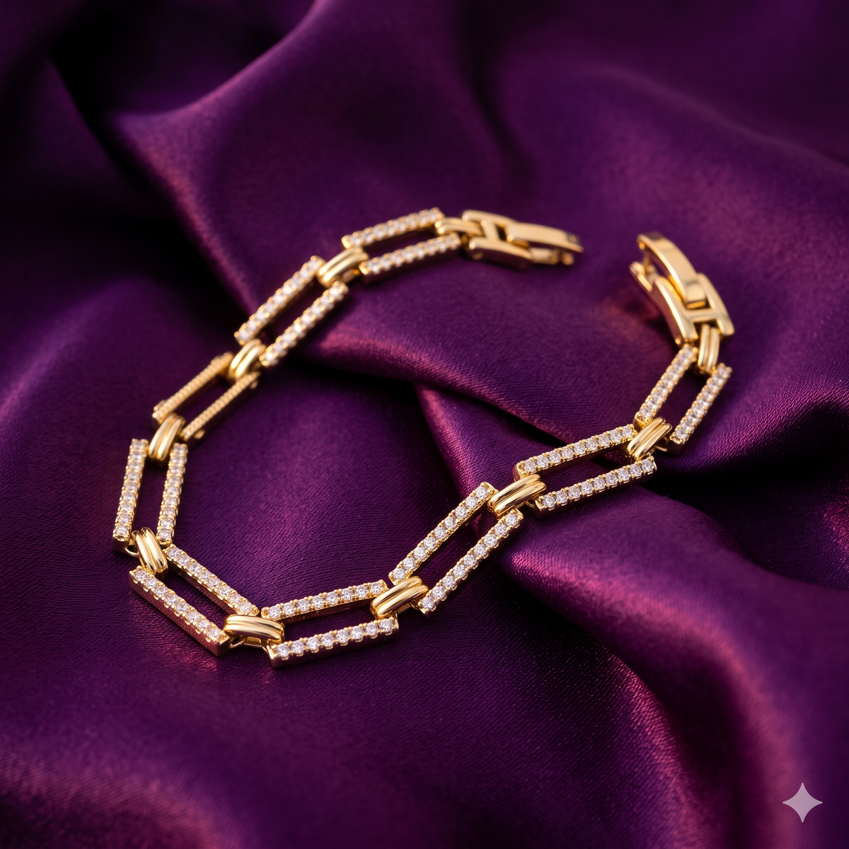 Gold Crystal Rectangle Link Bracelet | S.W.ANJ