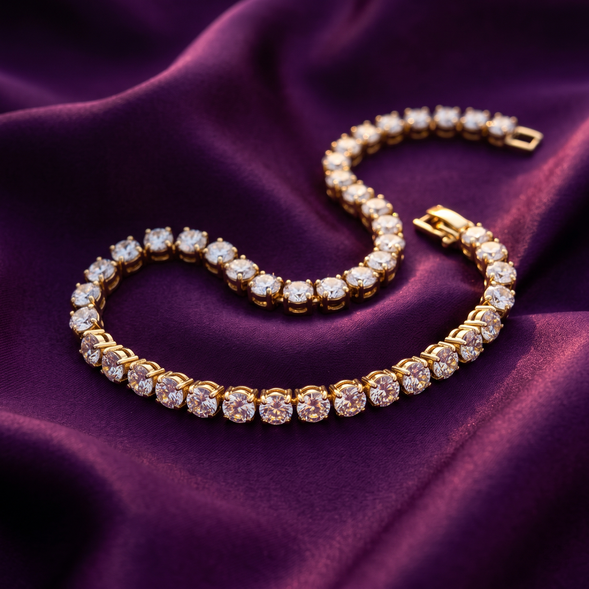 Gold Classic Crystal Tennis Bracelet | S.W.ANJ