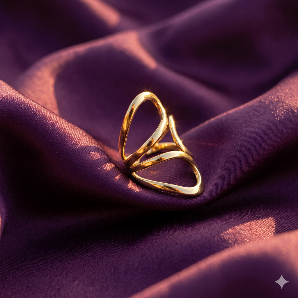 Gold Open Loop Sculptural Statement Ring | S.W.ANJ