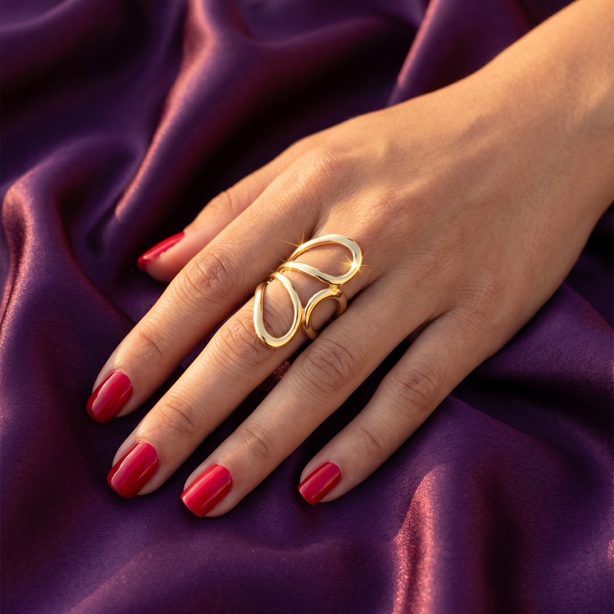 Gold Open Loop Sculptural Statement Ring | S.W.ANJ