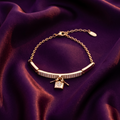 Gold Pavé Bar Bracelet with Padlock & Key Charm | S.W.ANJ