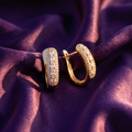 Gold Pavé Crystal U-Hoop Earrings with Lever-Back | S.W.ANJ