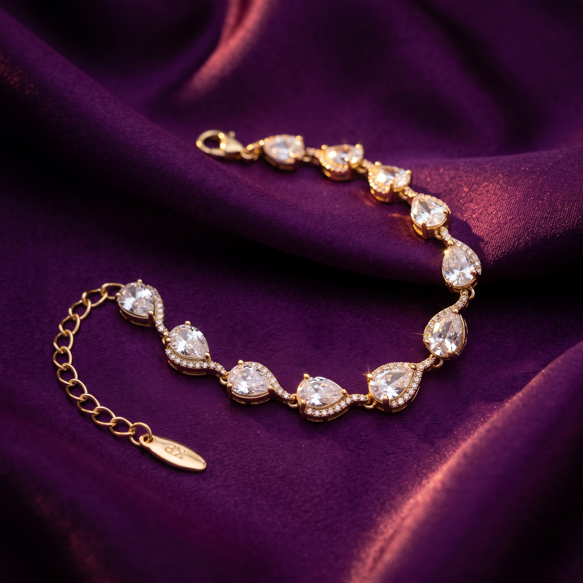 Gold Pear Crystal Swirl Link Bracelet | S.W.ANJ
