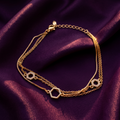 Gold Triple Layer Hexagon Charm Chain Bracelet | S.W.ANJ